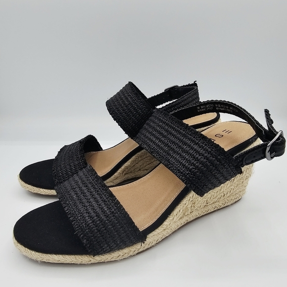 ESPRIT Black Wedge Sandals NWOT - Picture 1 of 13